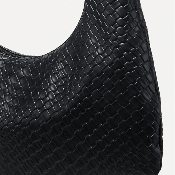 Women's Woven Leather Handbag Vintage Top Handle Shoulder Bags Textured Hobo Bag - Picture 5 of 6